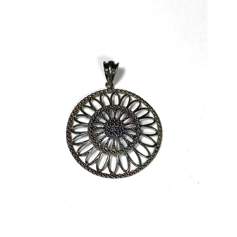 925 Milor Italy Pendant Darkened Multicolored Silver Circle 11.83g